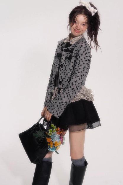 Suede Flower Bud Puffy Skirt