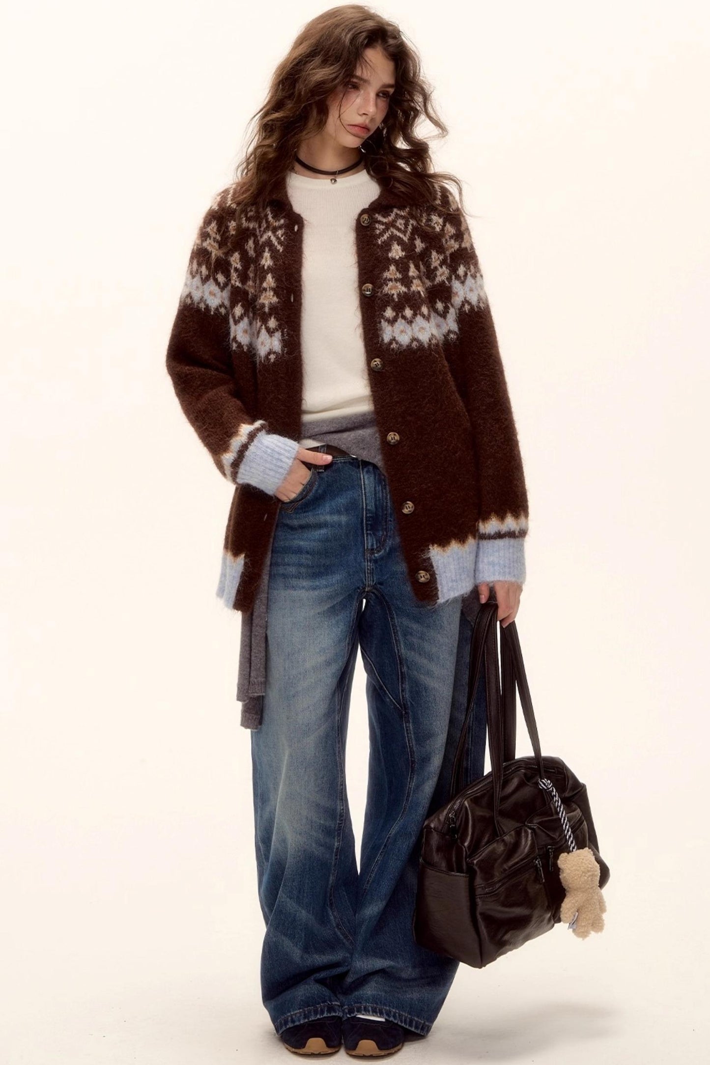 Fair Isle Knit Cardigan Set-Up