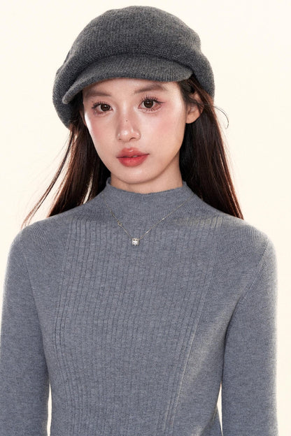 Ribbed Waist-Cinching Knit Sweater