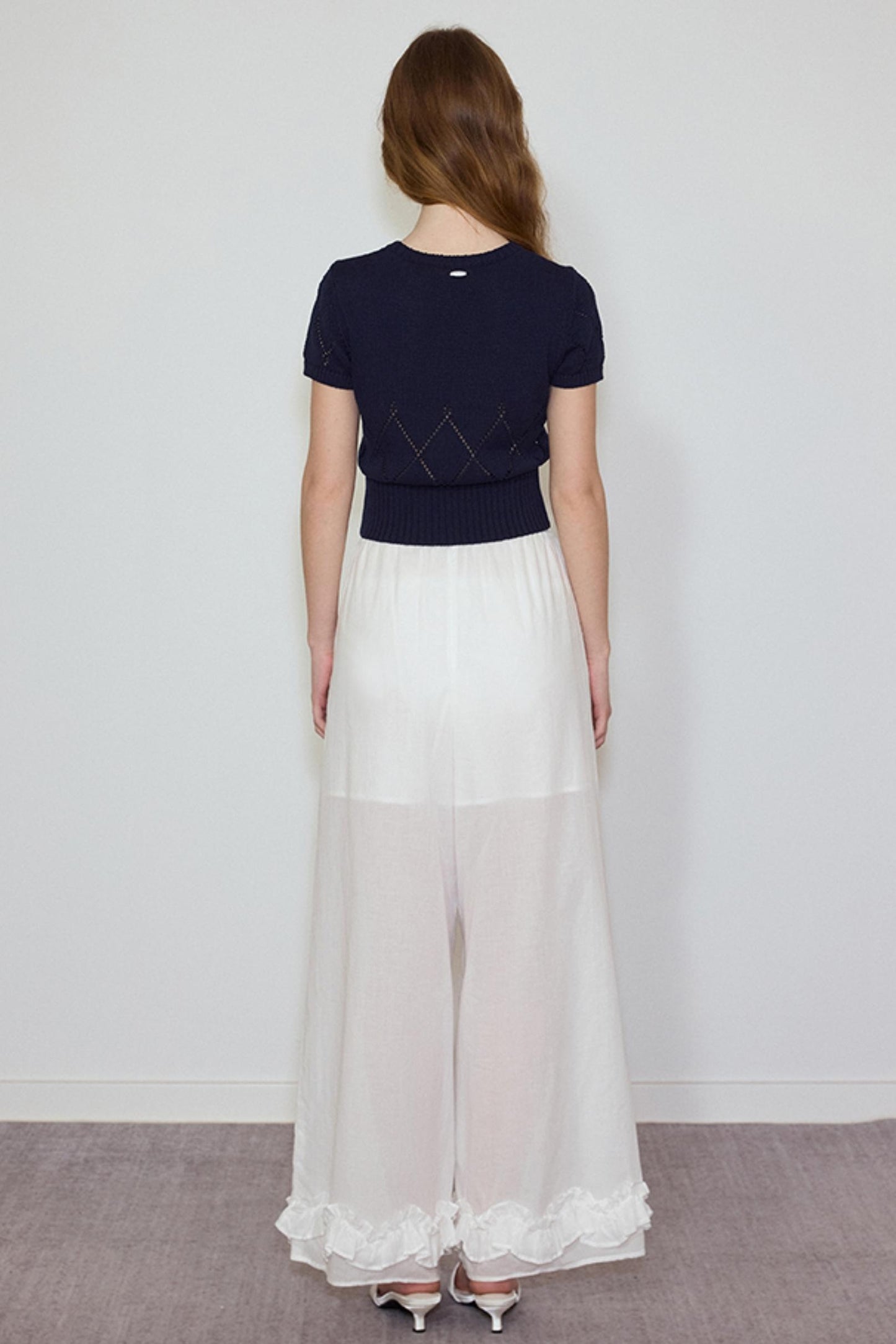 White- Navy Knit Tee