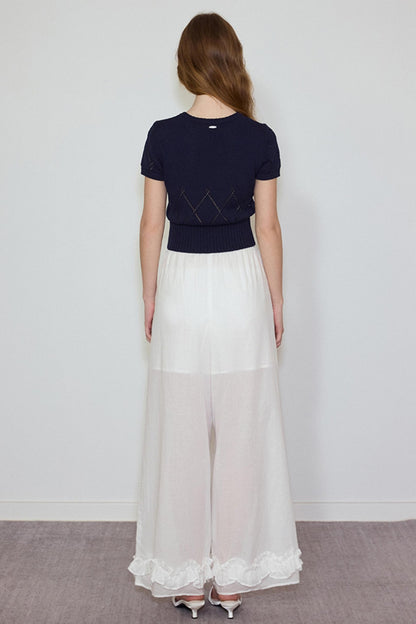 White- Navy Knit Tee