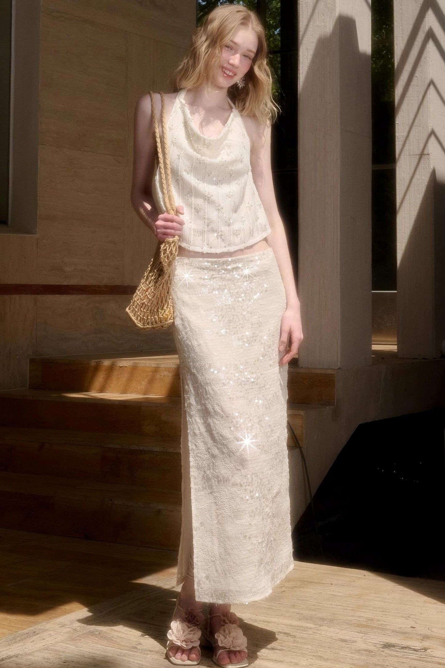 Celestial Slouchy Suit With Knit Skirt Set-Up