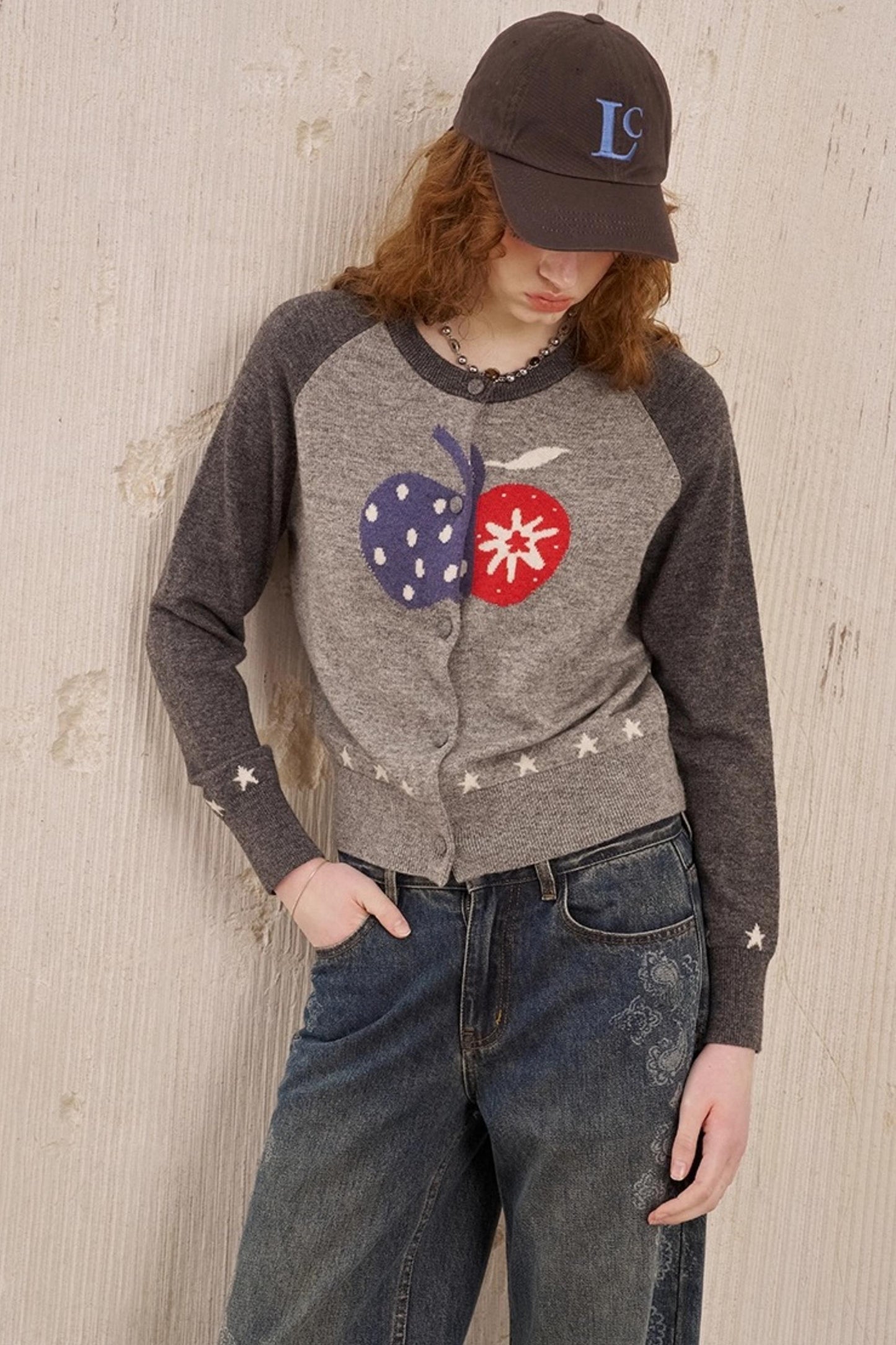 Apple Wool Blend Slim Fit Knitted Cardigan