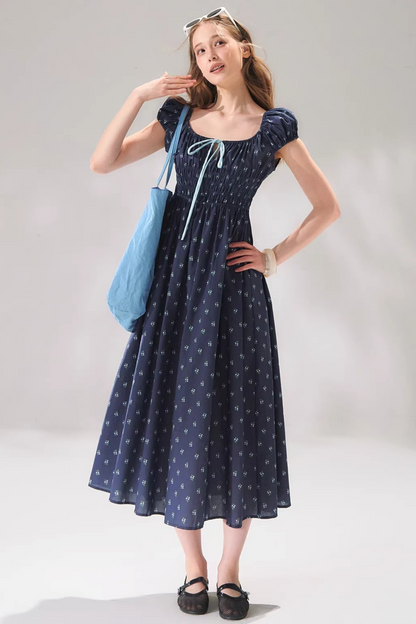 Floral Bow Long Dress
