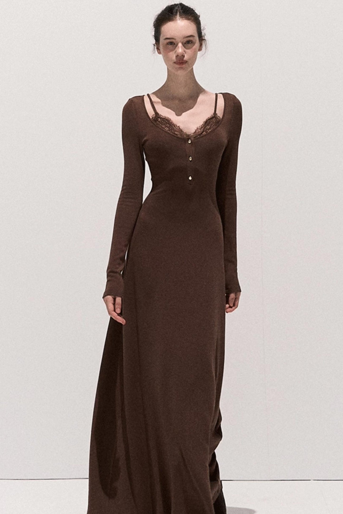 Lace Stitched Knit Waist Dress