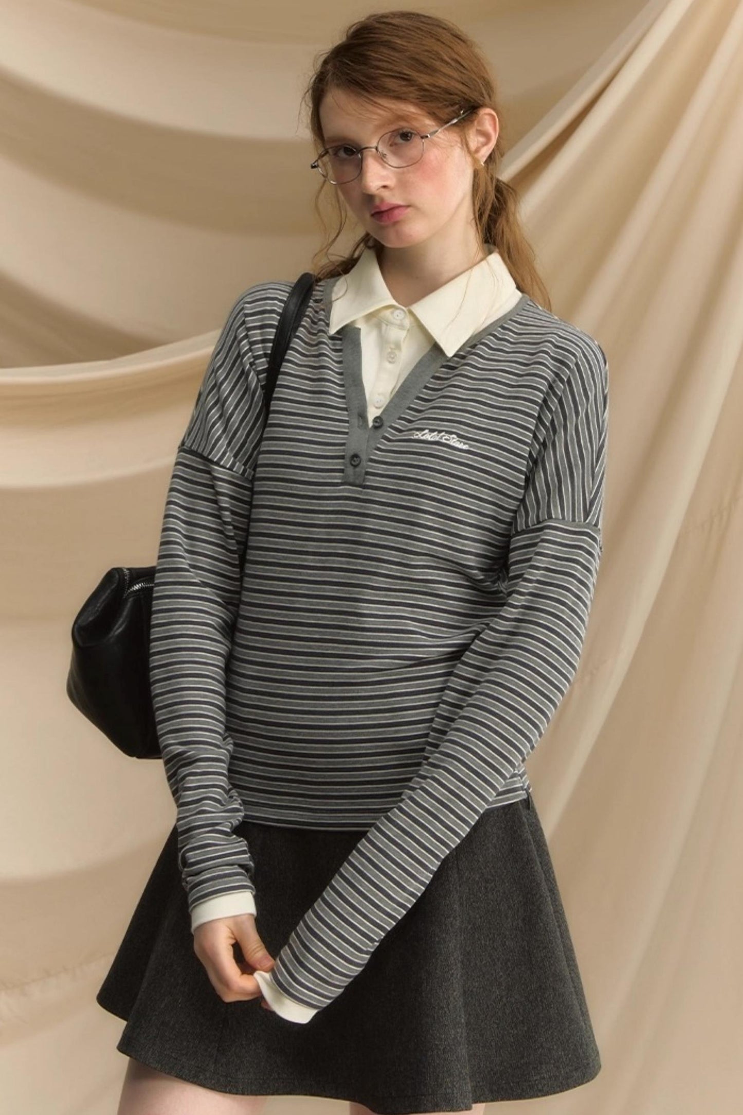 High-Intelligence Striped Long-Sleeved T-Shirt