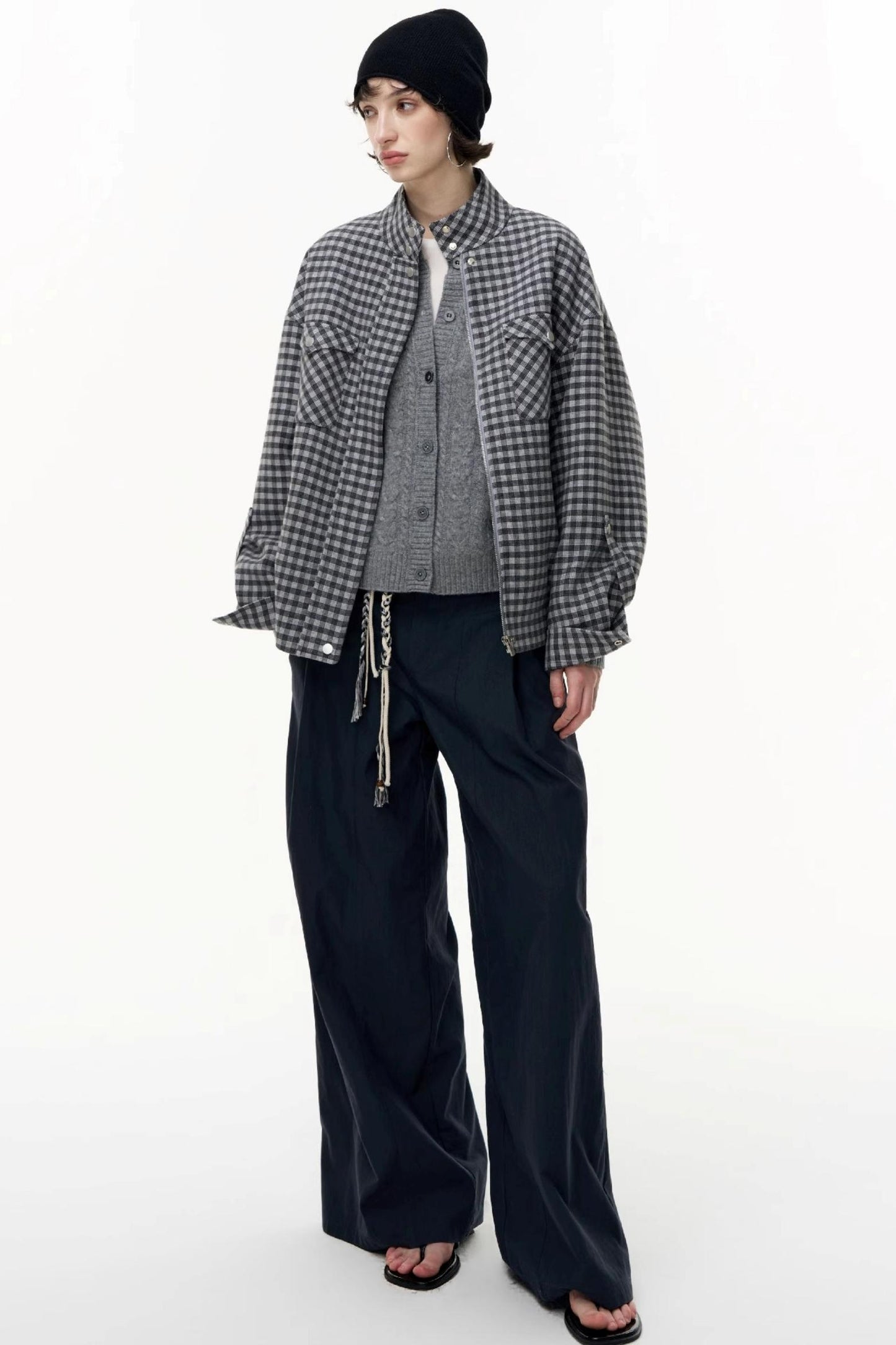 Gray Wool Knitted Cardigan