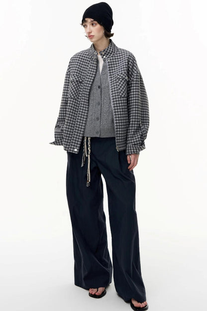 Gray Wool Knitted Cardigan