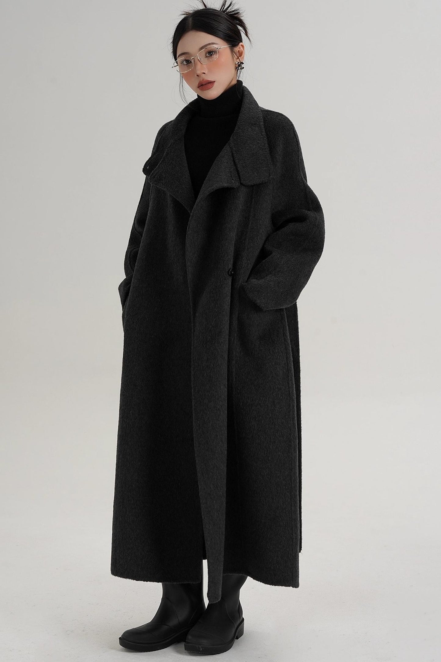 Turtleneck Long Wool Coat