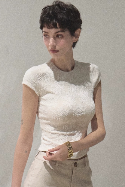 Lace Splice Short Sleeve Top
