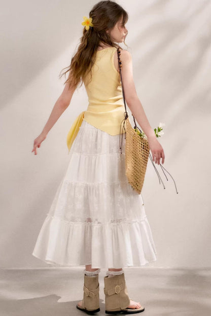 Pure White Lace Halter Skirt