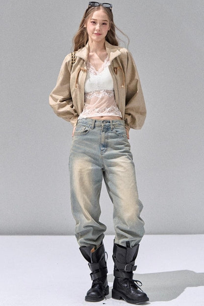 Retro Washed Straight Jeans