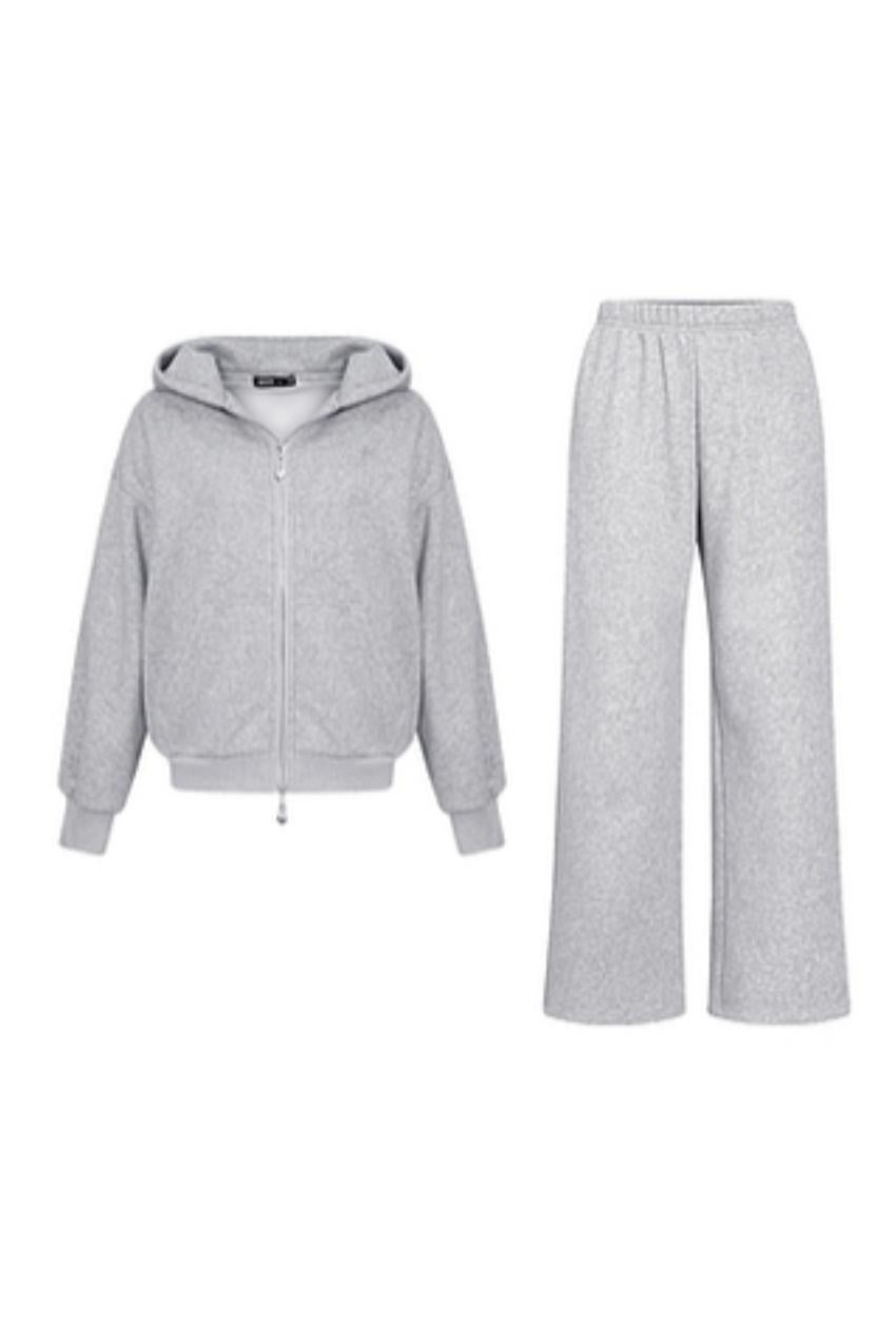 Bunny Ears Hooded Cardigan & Wide Pants Set-Up