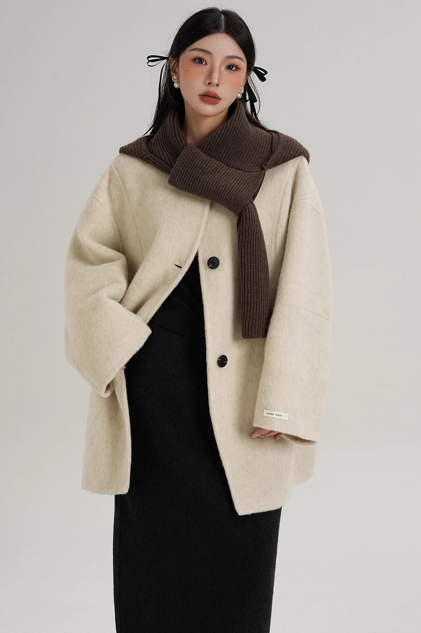 Elegant Chestnut Wool Coat