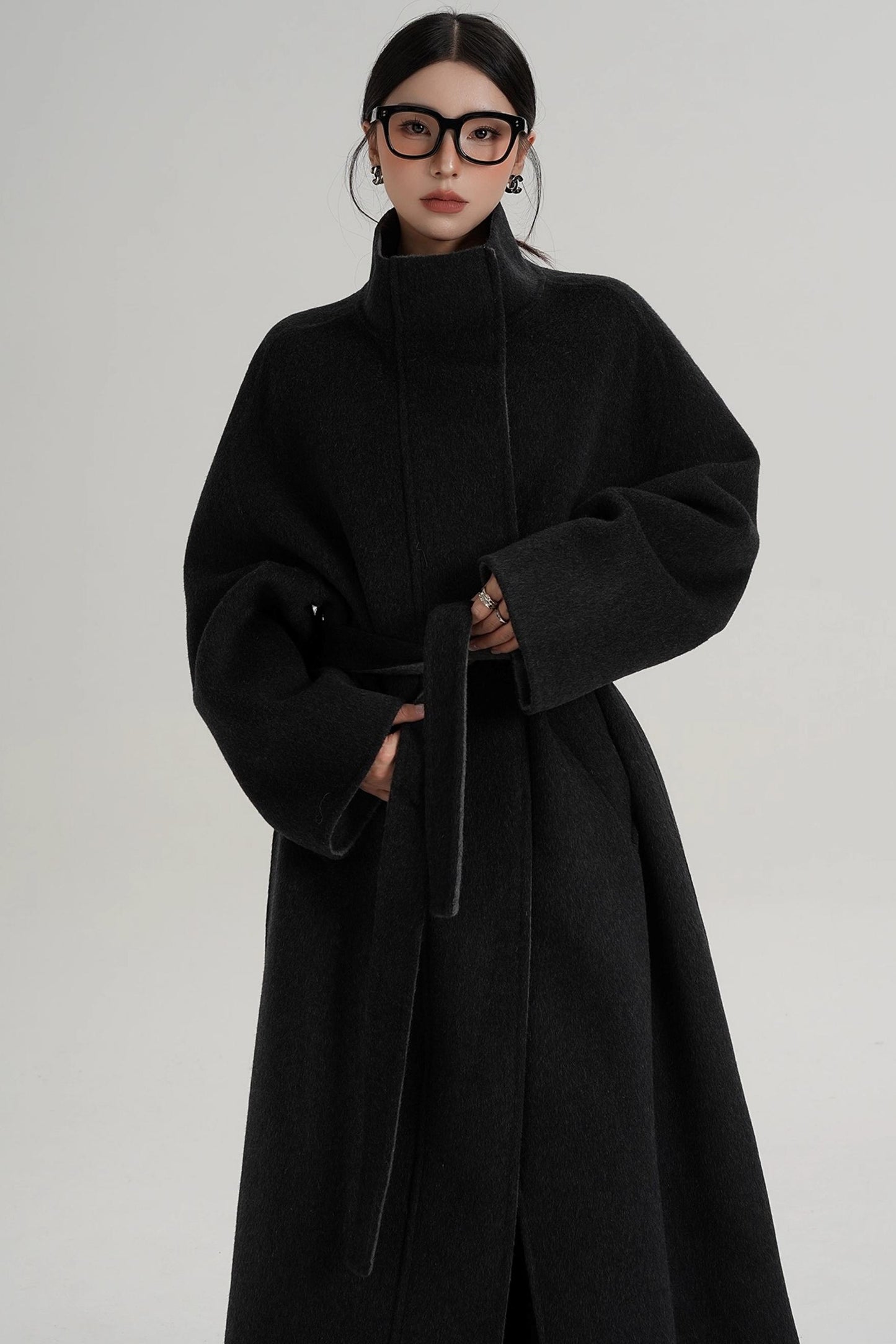Casual Double-Sided High Neck Wool Coat