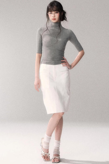 Cotton Washed Midi Skirt