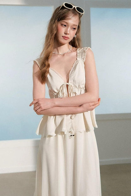 Lace Ruffle Babydoll Top