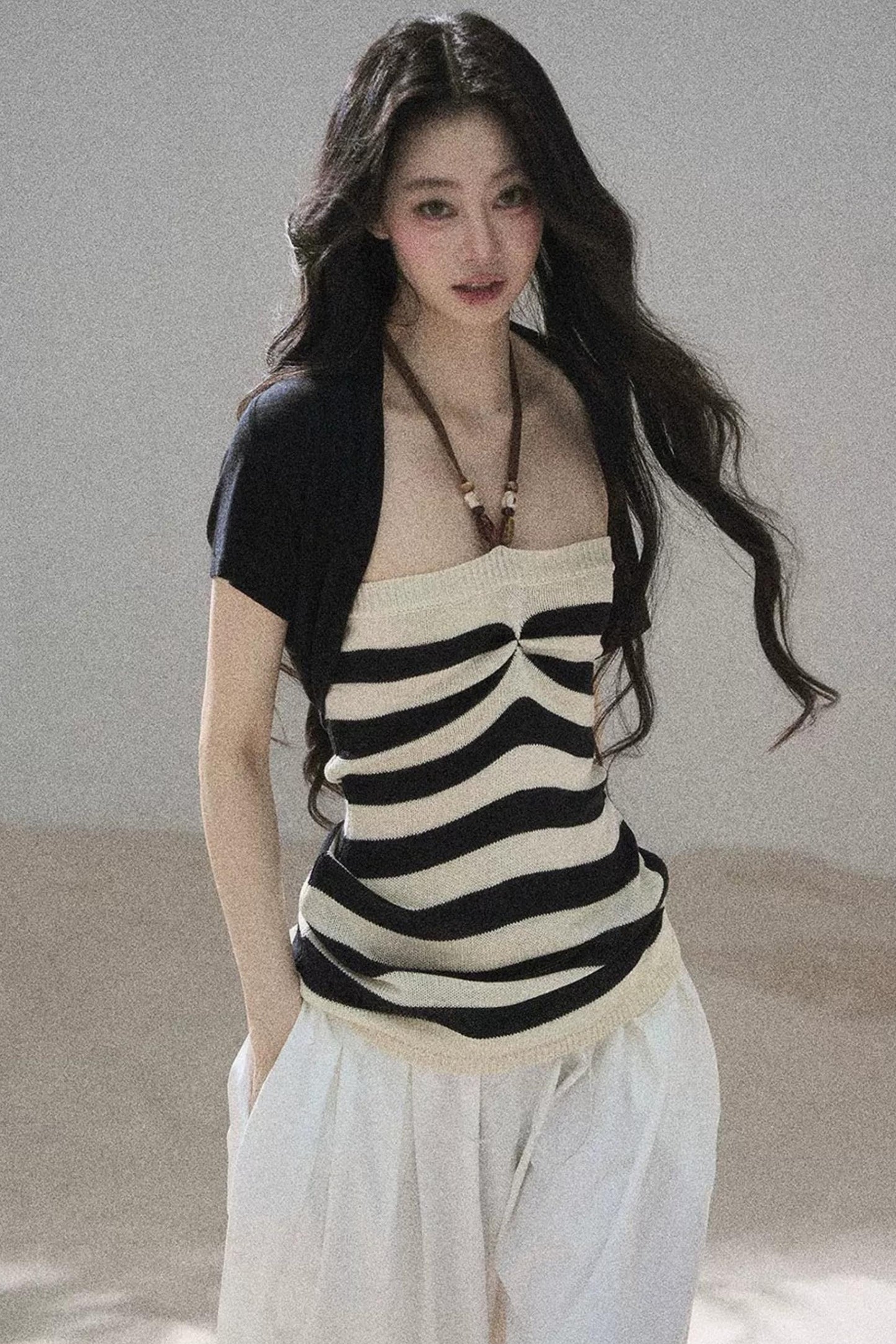 Flowing Twilight Striped Top Set
