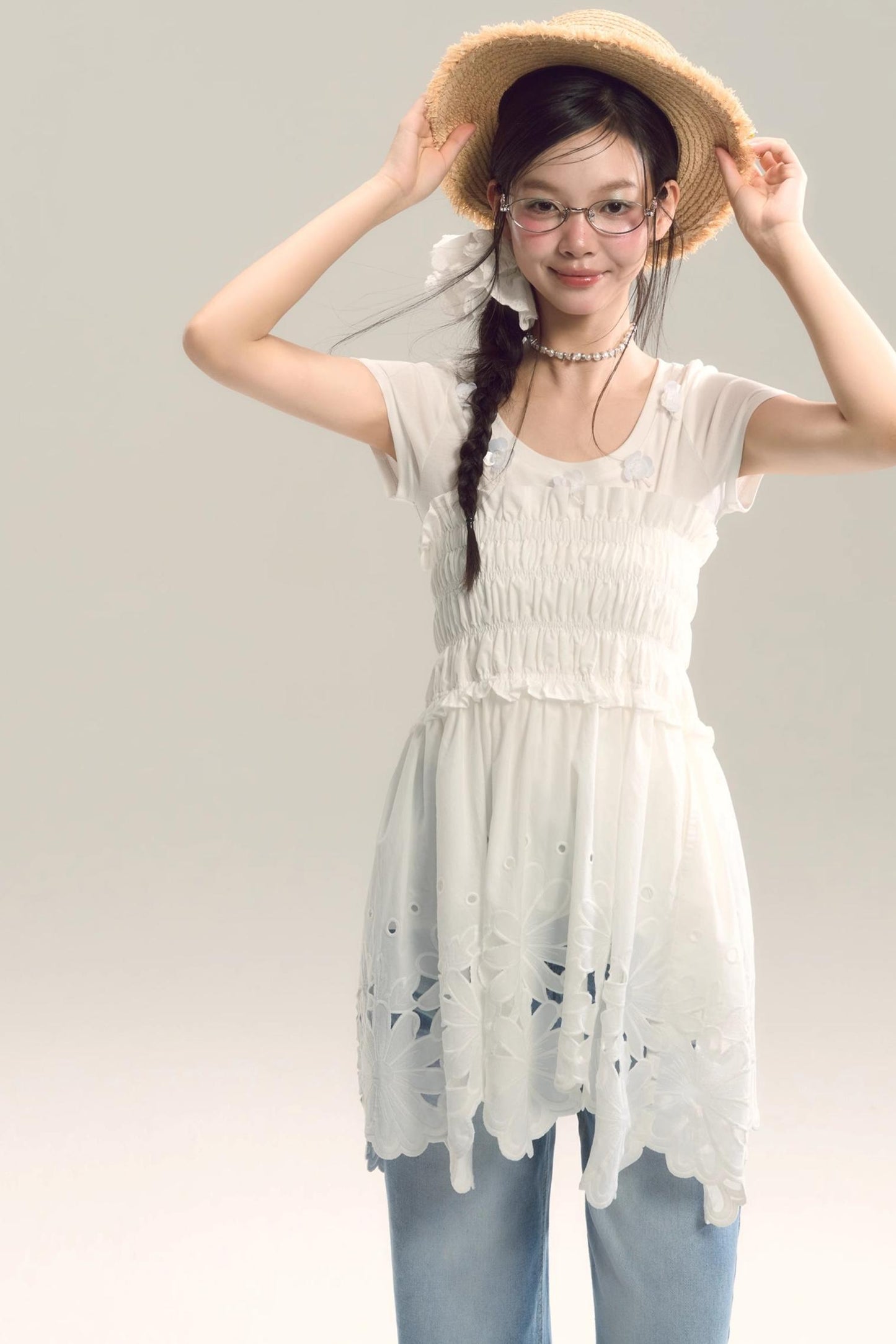 Whispering Daisy Asymmetrical Skirt Top