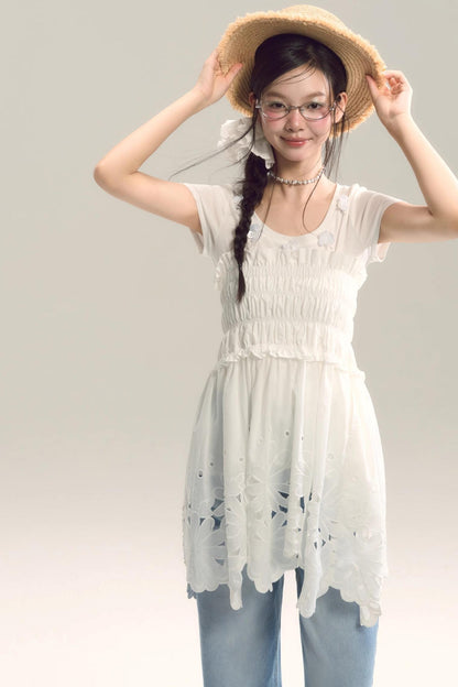 Whispering Daisy Asymmetrical Skirt Top