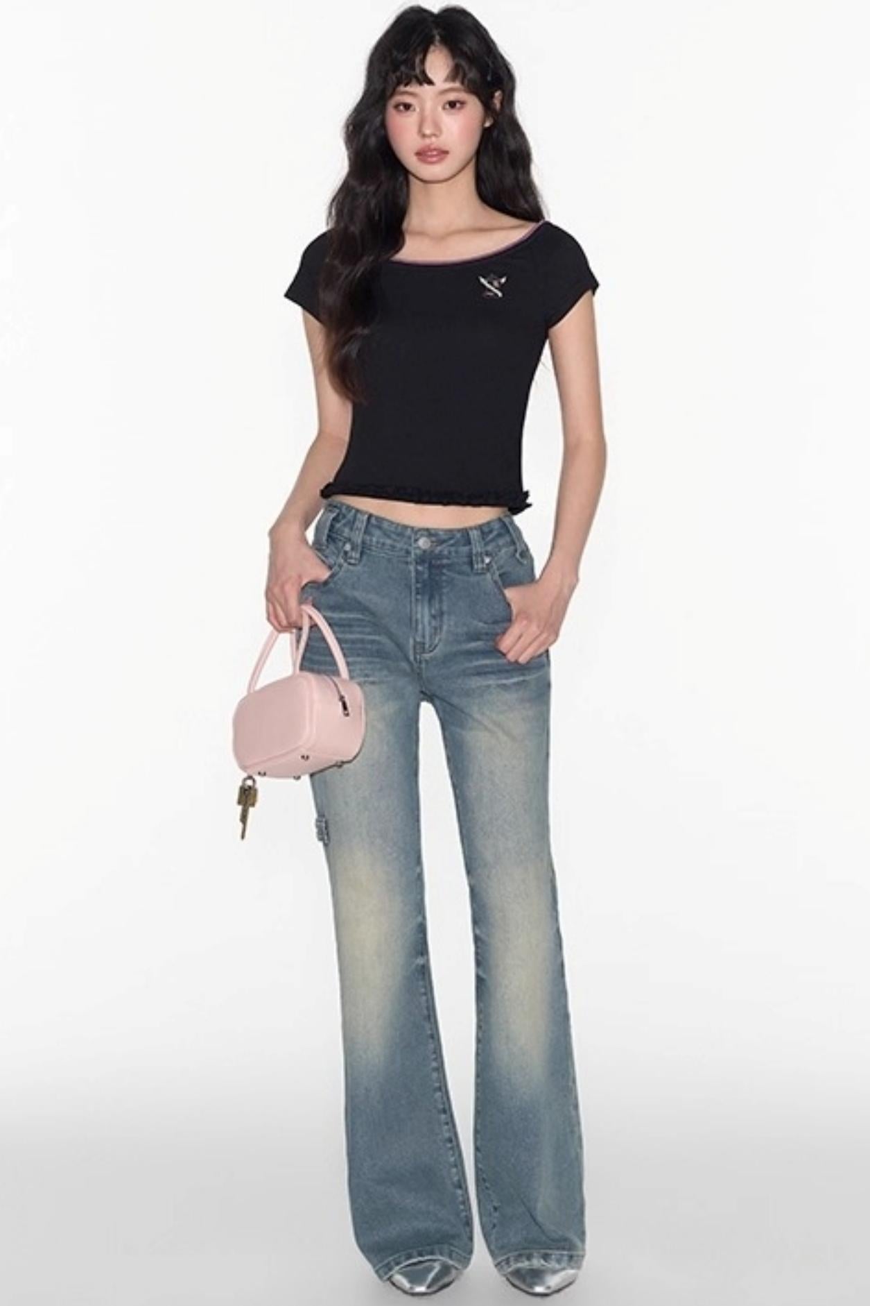 Nap Embroidery Short Sleeve T-Shirt