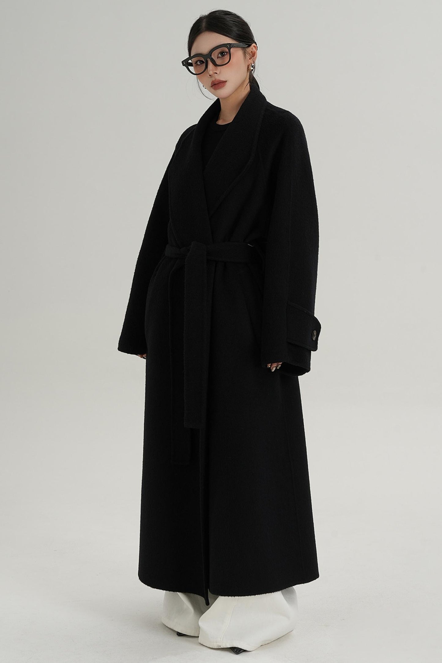 High-End Long Lapel Wool Reversible Coat