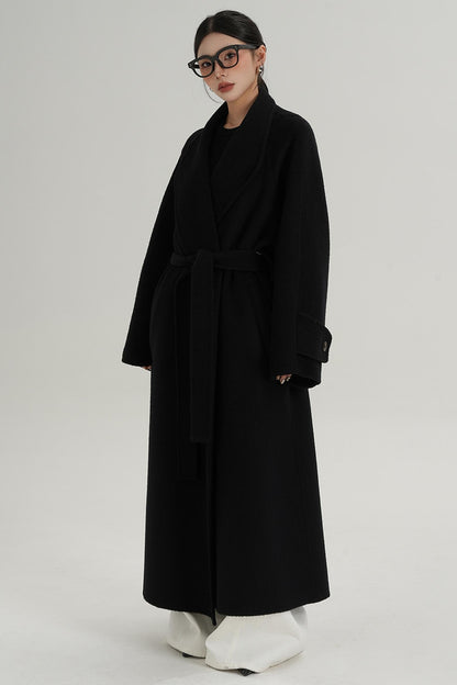 High-End Long Lapel Wool Reversible Coat