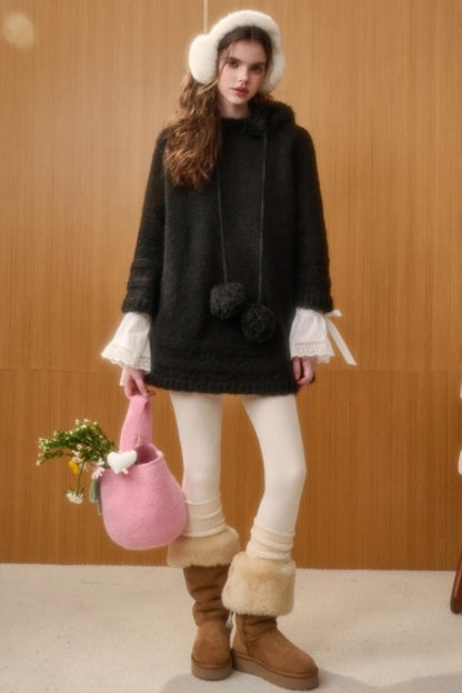 Hooded Wool Cape Dress