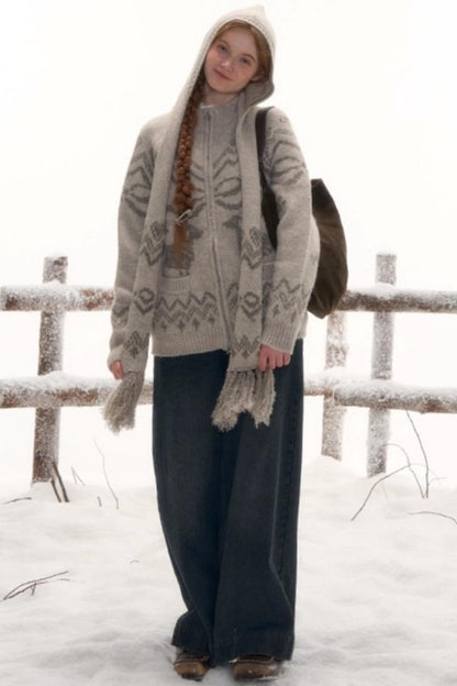 Light Bow-Knot Knit Cardigan Set-Up