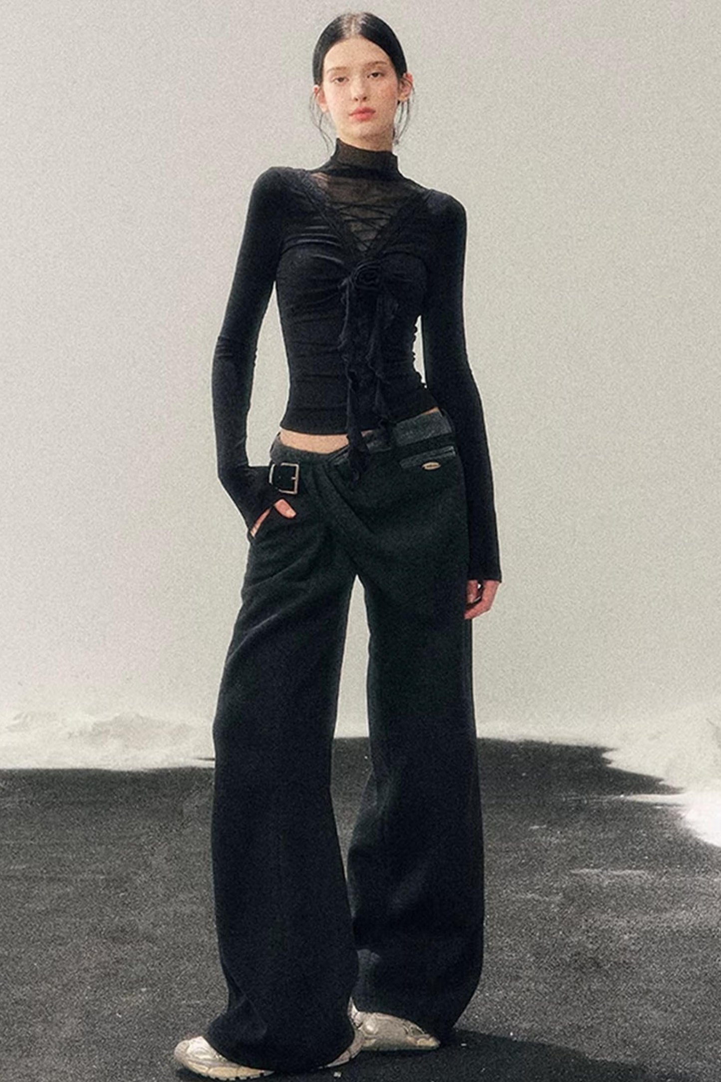 High-Neck Lace Winter Top