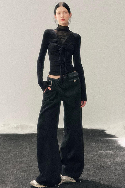 High-Neck Lace Winter Top