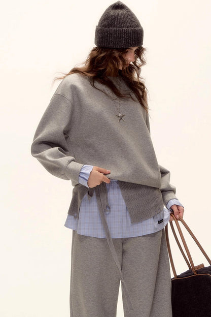 Plaid Patchwork Sweater Set-Up