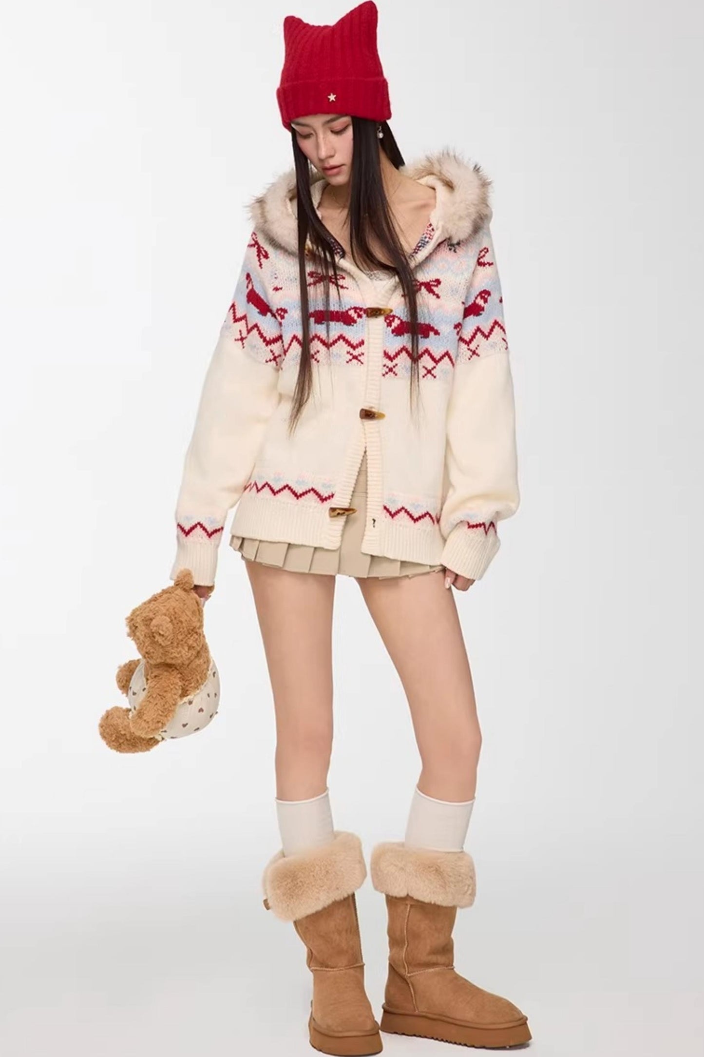 Light Apricot Pleated Skirt