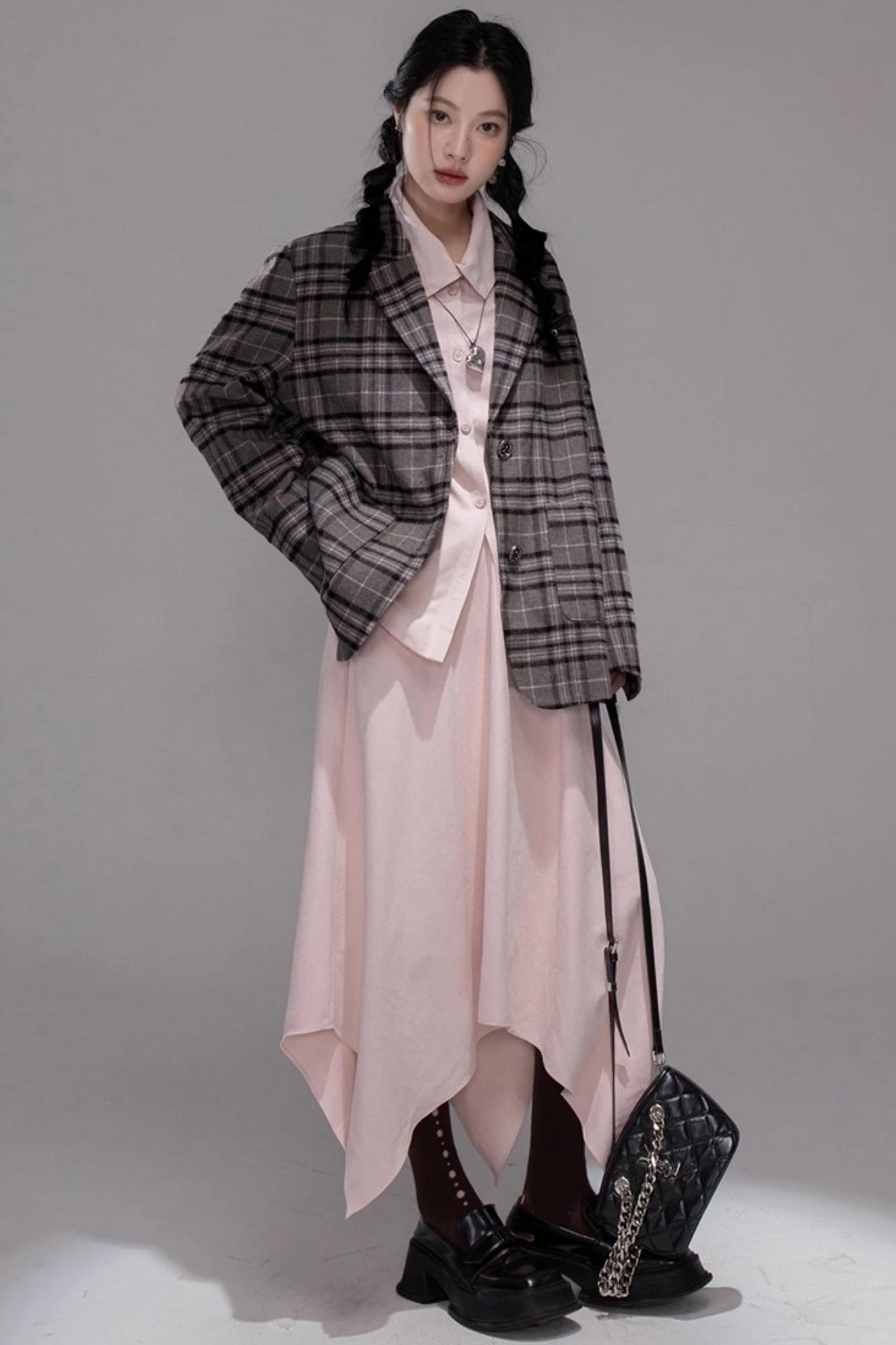 Gray Patchwork Tweed Jacket