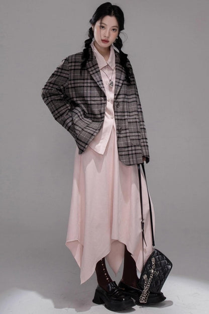 Gray Patchwork Tweed Jacket