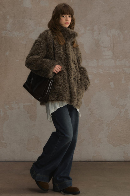 Winter Lamb Fur Deer Skin Jacket