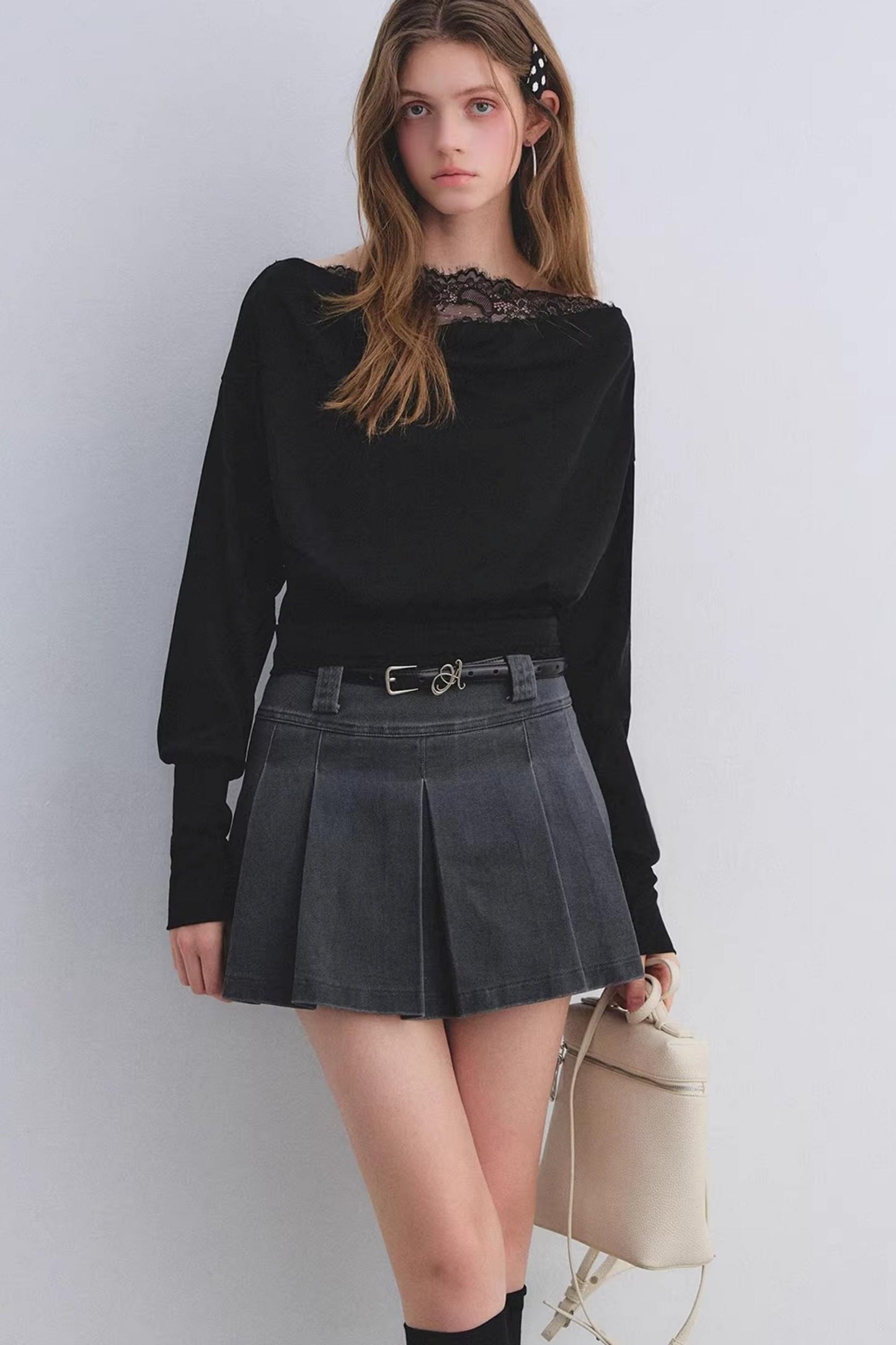 Lace Patchwork Turtleneck Top