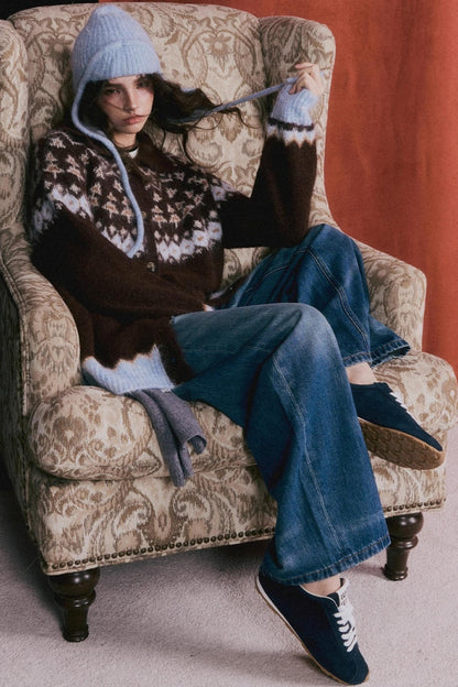 Fair Isle Knit Cardigan Set-Up