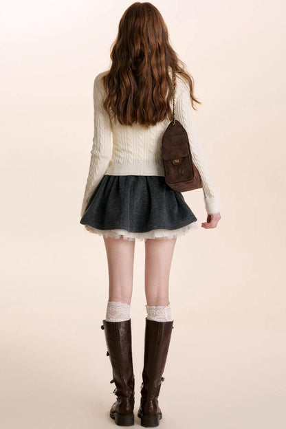 Wool Blend Patchwork Skirt