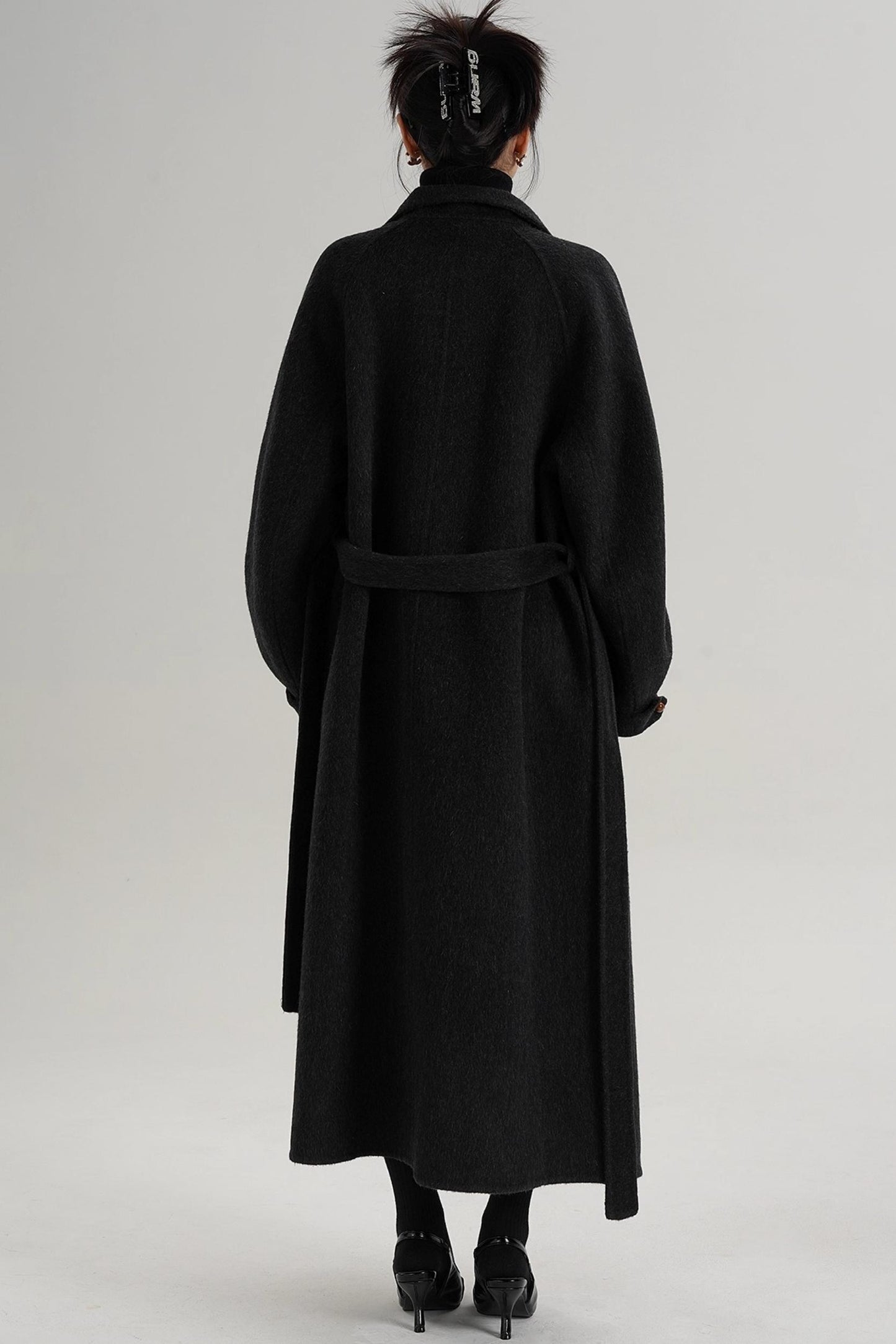 Elegant High-Neck Long Wool Coat