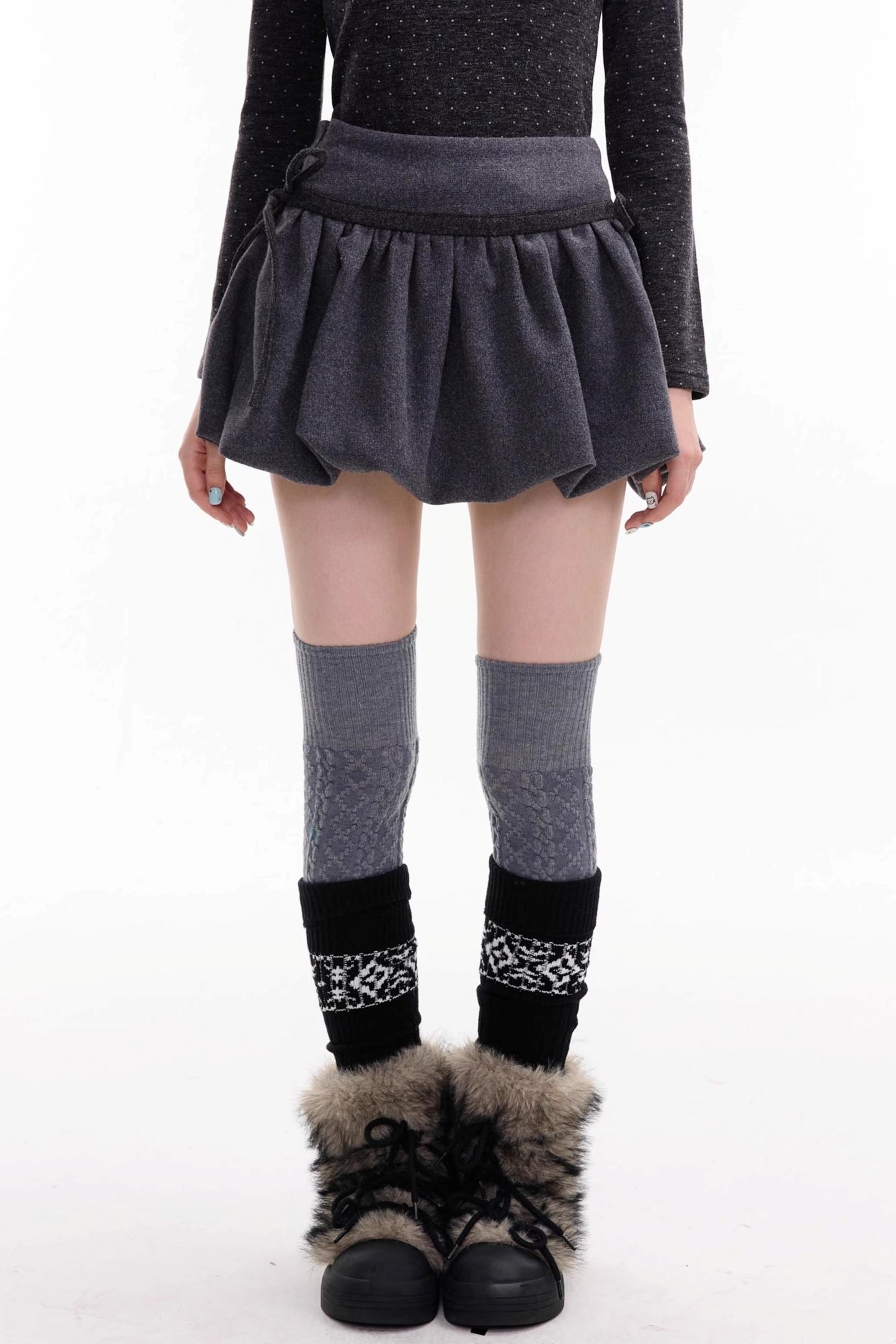 Autumn High-Waisted Woolen A-Line Skirt
