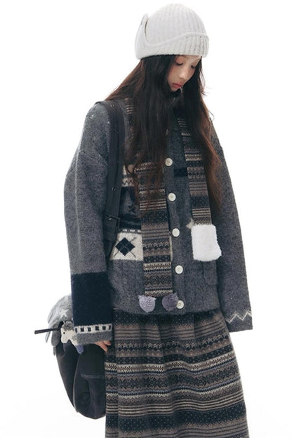 Doll Collar Knitted Cardigan