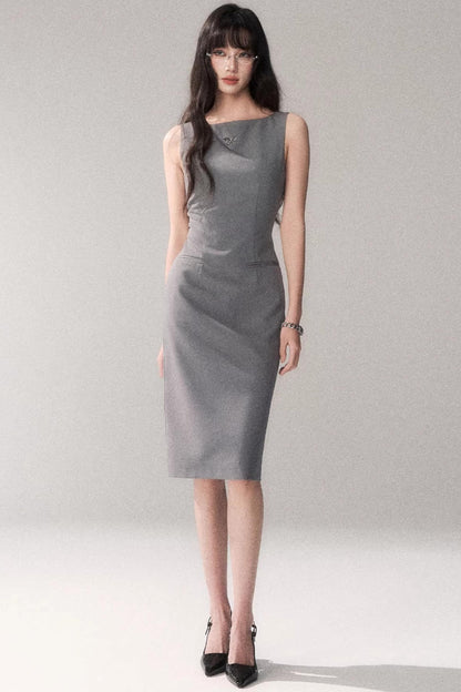Siren schulterfreies graues Kleid
