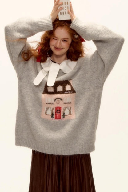 Jacquard Embroidered Wool Sweater