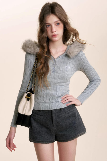 Plush Winter Fur Collar Sweater