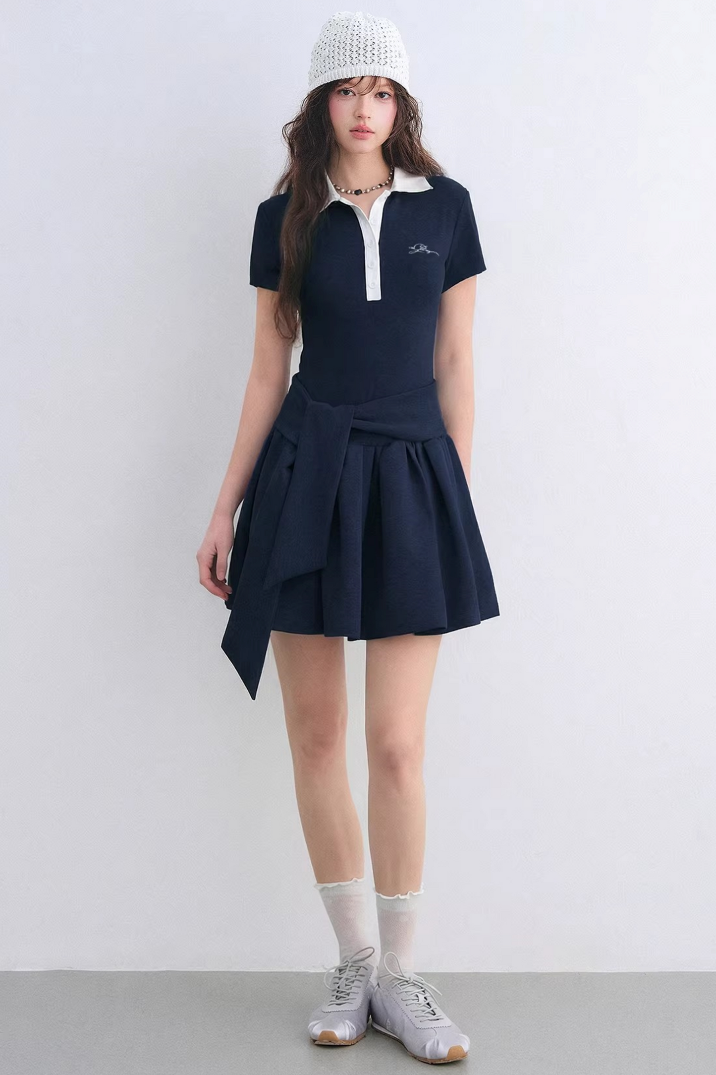 Contrasting Polo Puffy Dress