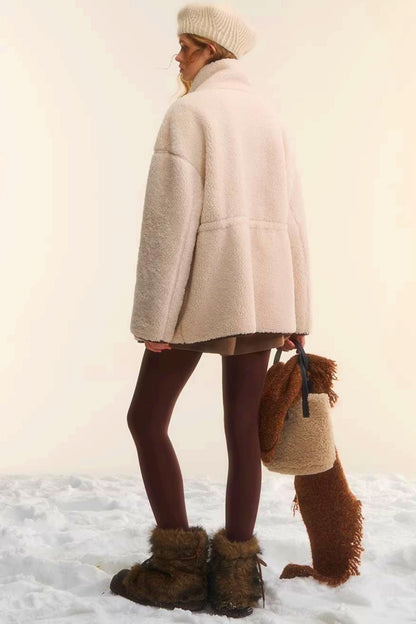 Reversible Lamb Wool Biker Jacket