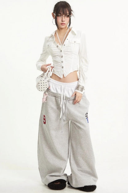 Apricot Rhinestone Pleated Shirt