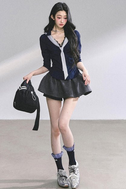 Autumn Slimming Polo Neck Shirt