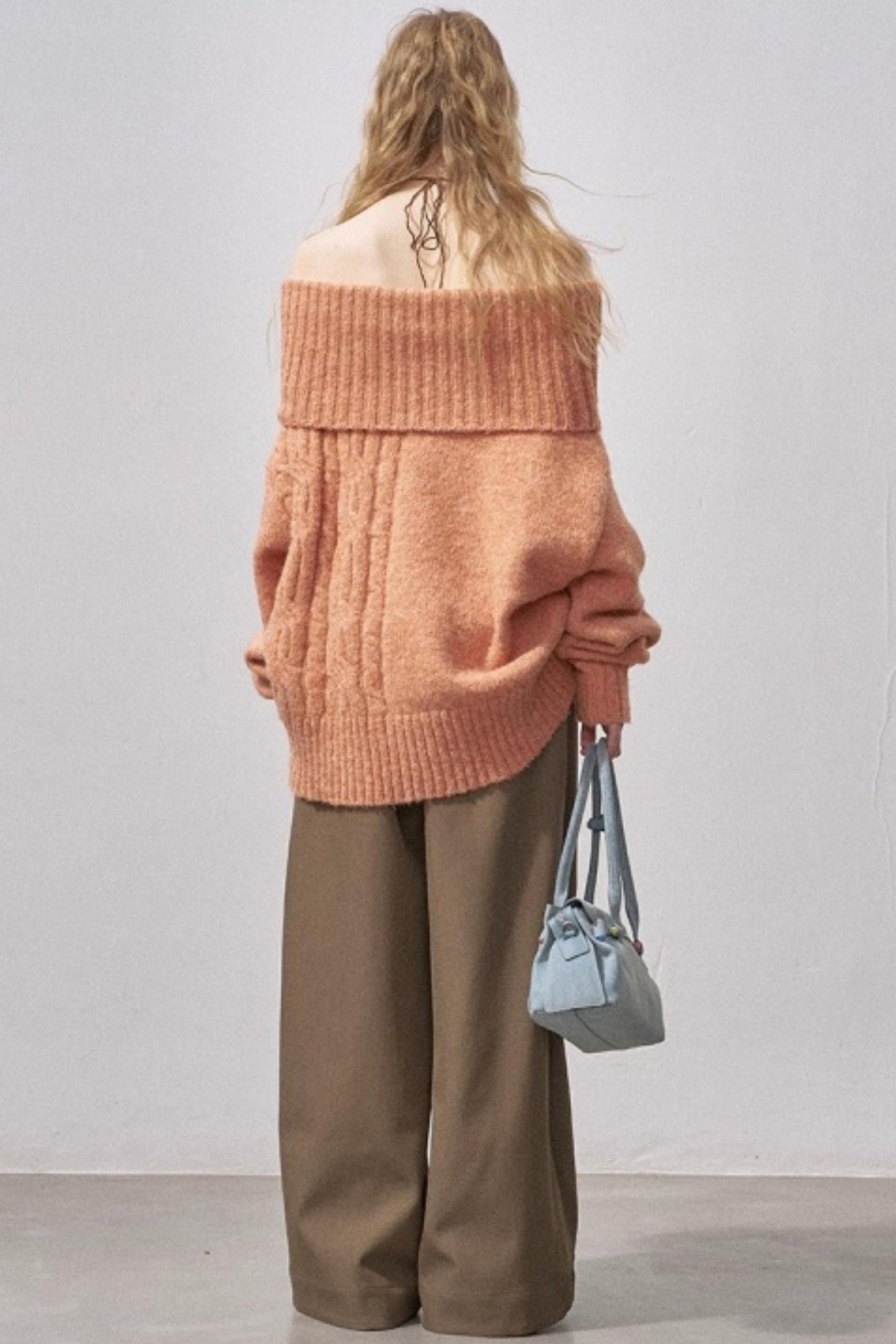 Cable-Knit Wool Off-Shoulder Sweater